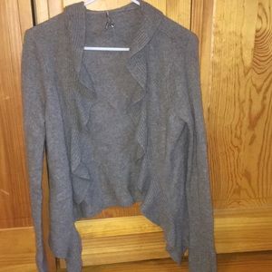 Gray/tan cashmere sweater cardigan